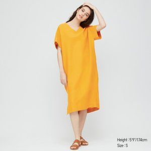 Yellow Uniqlo linen cocoon dress NWT